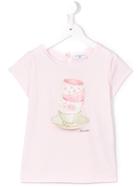 Monnalisa Tea Cup Print T-shirt, Girl's, Size: 7 Yrs, Pink/purple