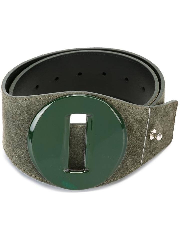 P.a.r.o.s.h. Slot Detail Belt, Women's, Size: Medium, Green, Suede