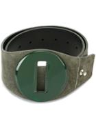P.a.r.o.s.h. Slot Detail Belt, Women's, Size: Medium, Green, Suede