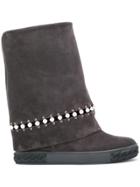 Casadei Beaded Detail Foldover Ankle Boots - Grey