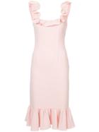 Cinq A Sept Frill Neck Knitted Dress - Pink & Purple
