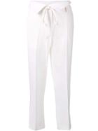 Maison Flaneur Belted Cropped Trousers - White