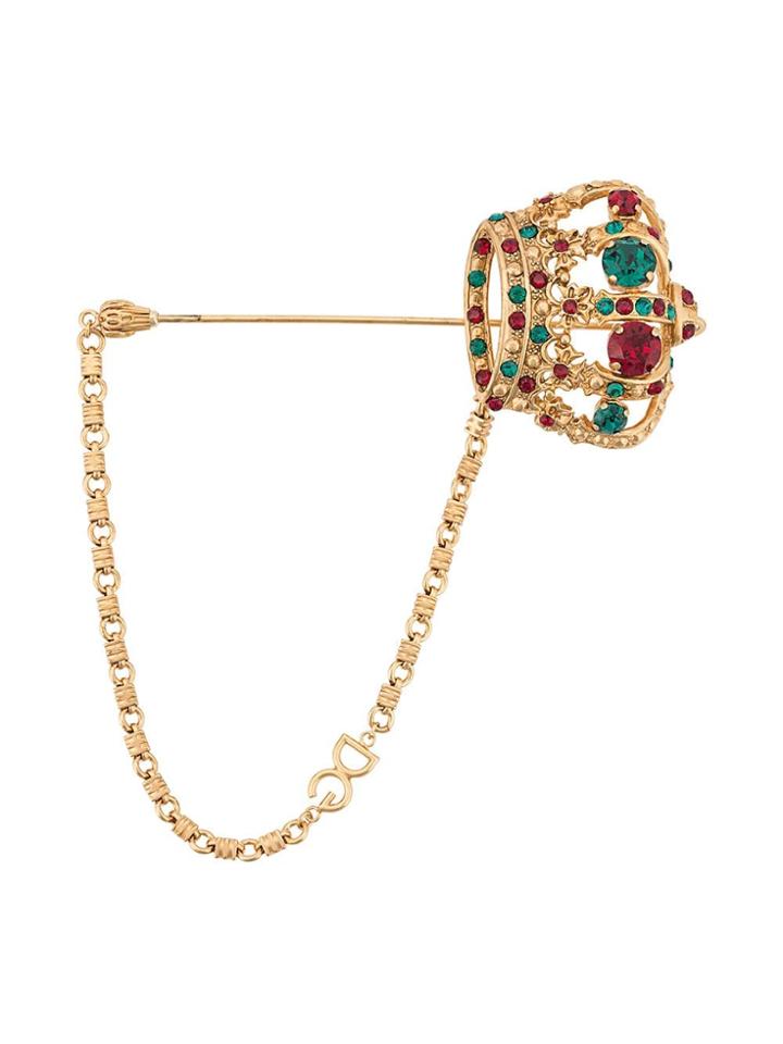 Dolce & Gabbana Crown Brooch Pin - Gold