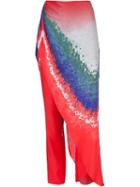 Baja East Layered Trousers, Women's, Size: 1, Red, Rayon
