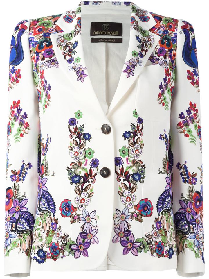 Roberto Cavalli Giacca Blazer, Women's, Size: 44, White, Viscose/spandex/elastane/viscose