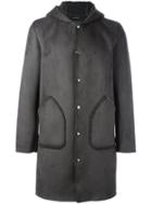 Daniele Alessandrini Sheepskin Effect Hooded Coat, Men's, Size: 50, Grey, Polyester