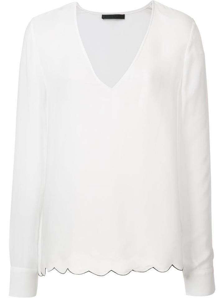 Jenni Kayne Scalloped Detail Blouse, Women's, Size: Medium, White, Silk