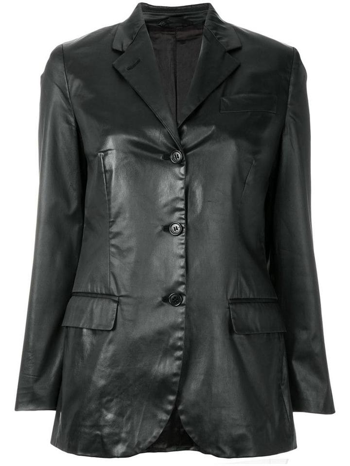 Helmut Lang Pre-owned Notched Lapel Buttoned Jacket - Black