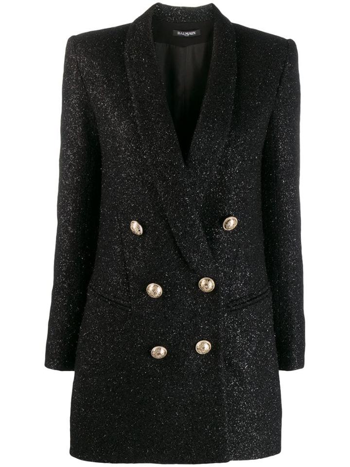 Balmain Double-breasted Shimmer Blazer - Black