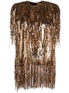 Msgm Fringed Sequinned Top - Gold