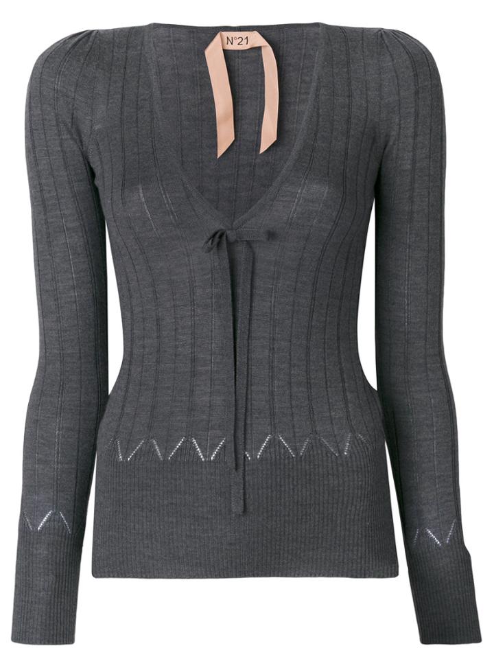 No21 Fitted Knitted Top - Grey