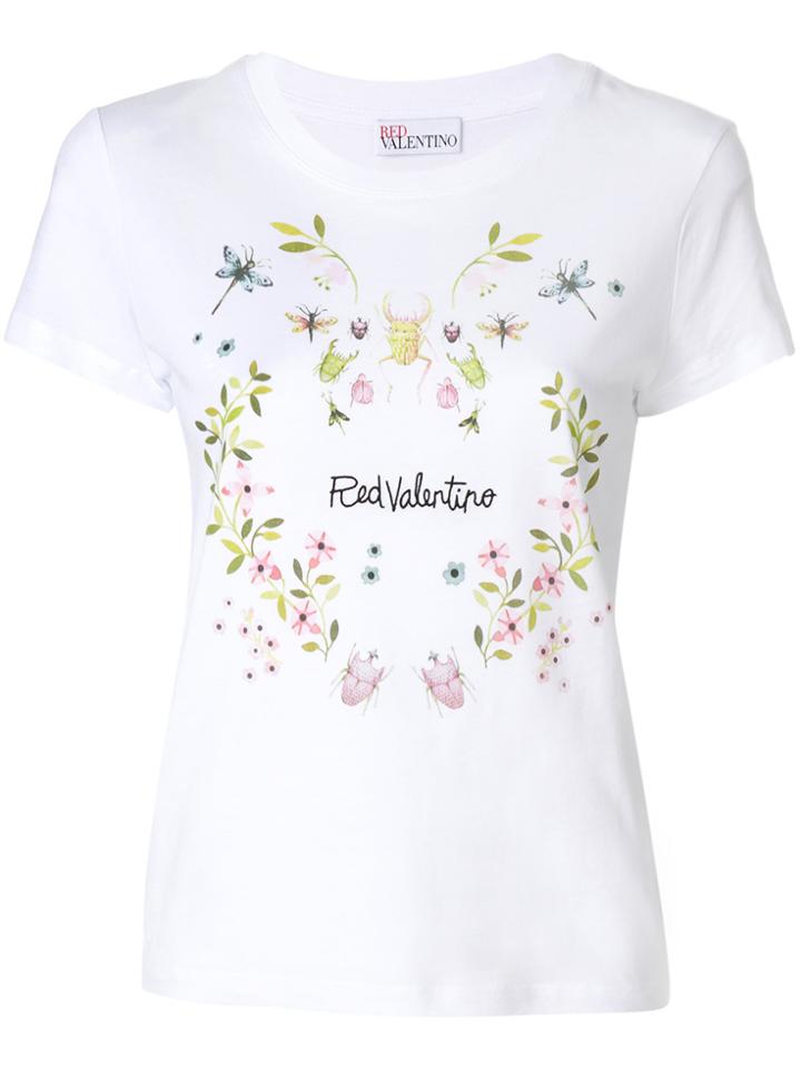 Red Valentino Embroidered Logo T-shirt - White