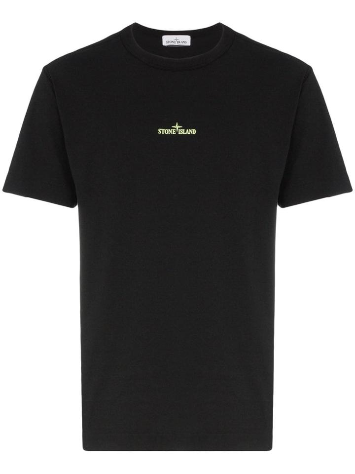 Stone Island Reflective Logo Print T-shirt - Black