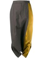 Uma Wang Colourblock Panelled Midi Skirt - Grey