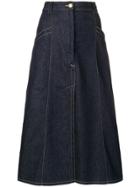 Nina Ricci Denim Midi Skirt - Blue