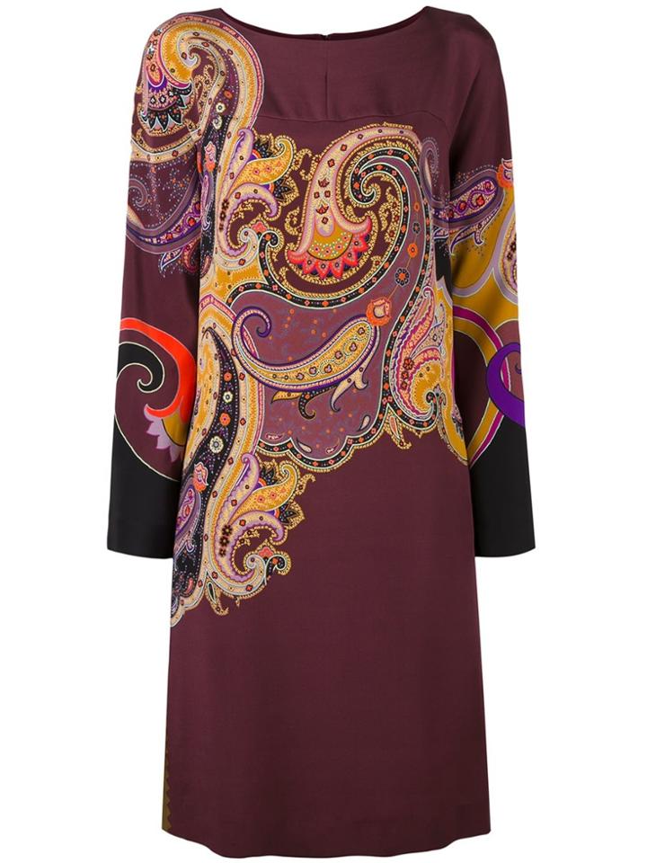 Etro Paisley Print Shift Dress - Pink & Purple