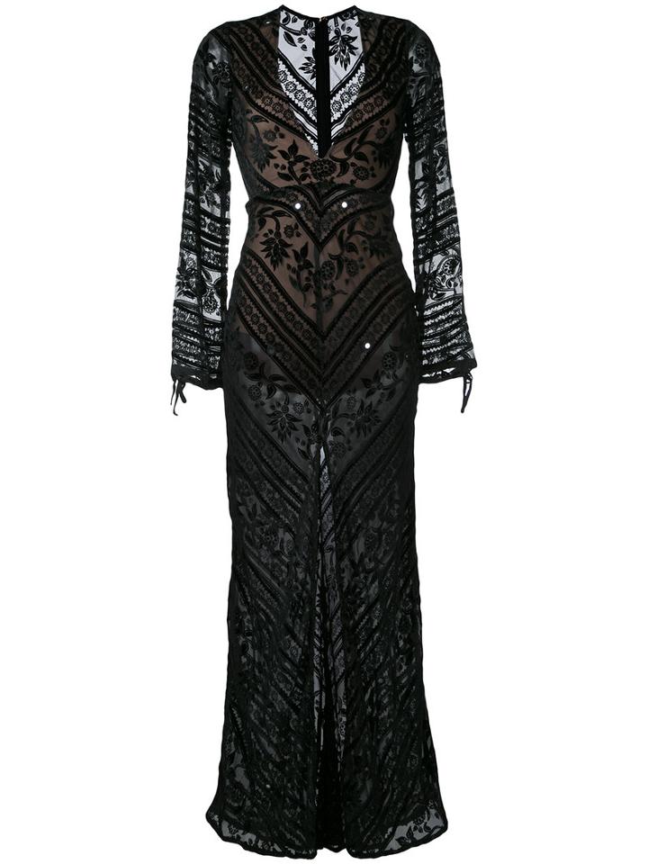 For Love And Lemons - Lace And Mirrors Dress - Women - Silk/rayon - S, Black, Silk/rayon