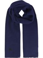 Burberry Embroidered Fringed Scarf - Blue
