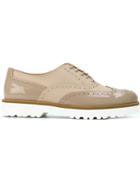 Hogan Paneled Brogue Shoes, Women's, Size: 41, Nude/neutrals, Calf Leather/patent Leather/leather/rubber