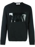 Msgm Tonal Logo Print Sweatshirt, Men's, Size: Small, Black, Cotton