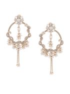 Marchesa Notte Pearl And Crystal Encrusted Organza Hoop Earrings -