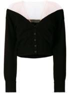 Alexander Wang Plunging V Neck Sheer Shoulder Sweater - Black