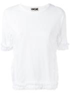 Hache Ruffled Detail T-shirt, Size: 40, White, Cotton