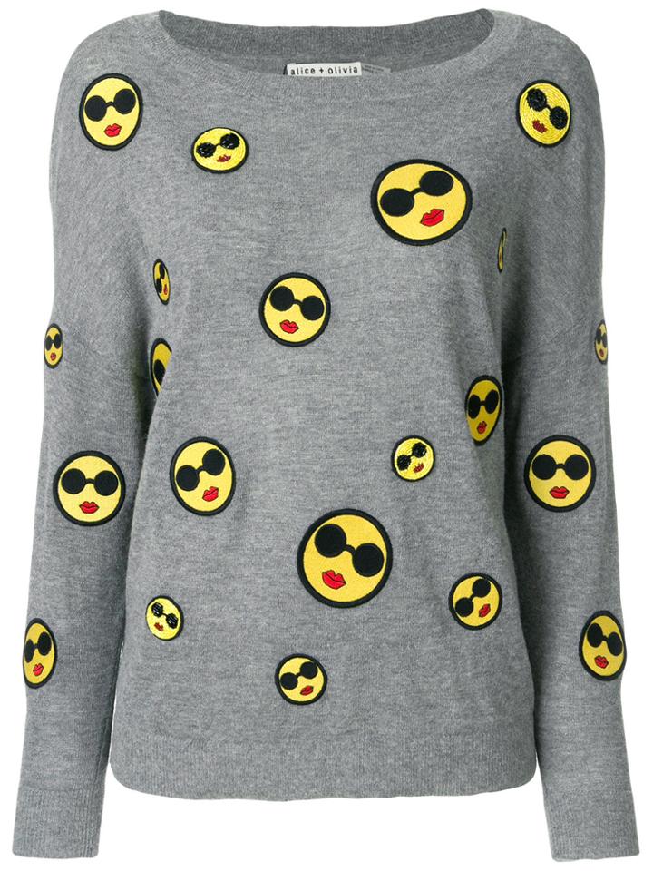 Alice+olivia Patch Detail Sweater - Grey
