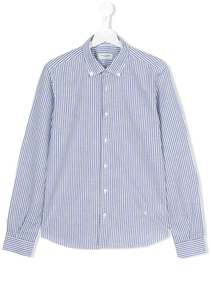Paolo Pecora Striped Shirt, Boy's, Size: 14 Yrs, Blue