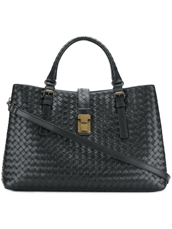 Bottega Veneta Large Roma Intrecciato Tote - Black