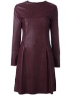 Mm6 Maison Margiela Flared Longsleeved Dress, Women's, Size: 44, Red, Viscose/polyurethane