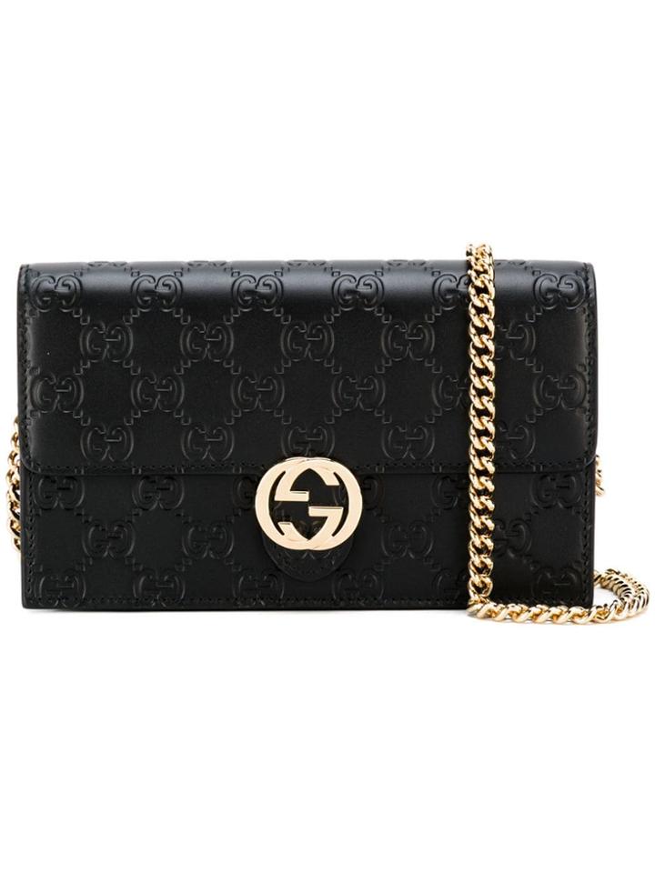 Gucci Signature Icon Chain Wallet - Black