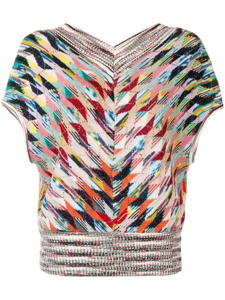 Missoni V-neck Knitted Top - White