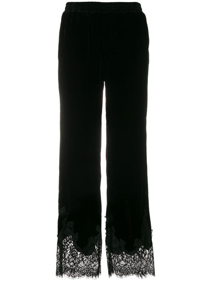 Gold Hawk Lace Panels Track Trousers - Black