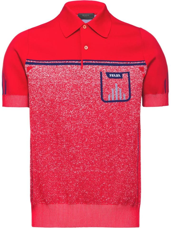 Prada Technical Mouliné Polo Shirt - Red