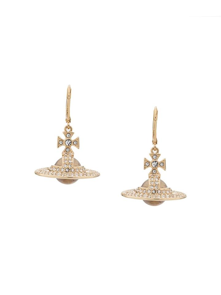 Vivienne Westwood Embellished Logo Drop Earrings - Gold