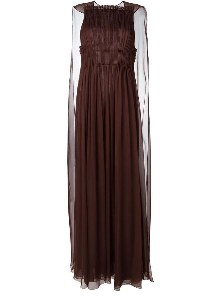 Valentino Pleated Evening Dress, Women's, Size: 44, Red, Silk/polyamide/spandex/elastane