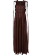 Valentino Pleated Evening Dress, Women's, Size: 44, Red, Silk/polyamide/spandex/elastane
