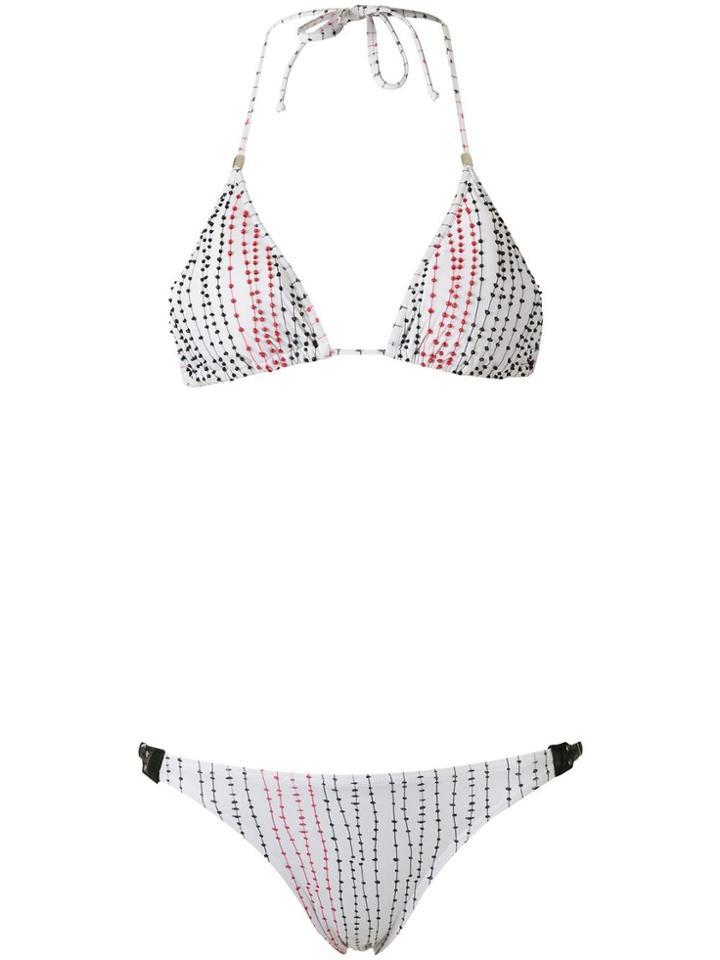 Amir Slama Embroidered Triangle Bikini Set - White