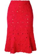 Salvatore Ferragamo - Lace Embroidery Skirt - Women - Cotton/polyamide/viscose - S, Pink/purple, Cotton/polyamide/viscose