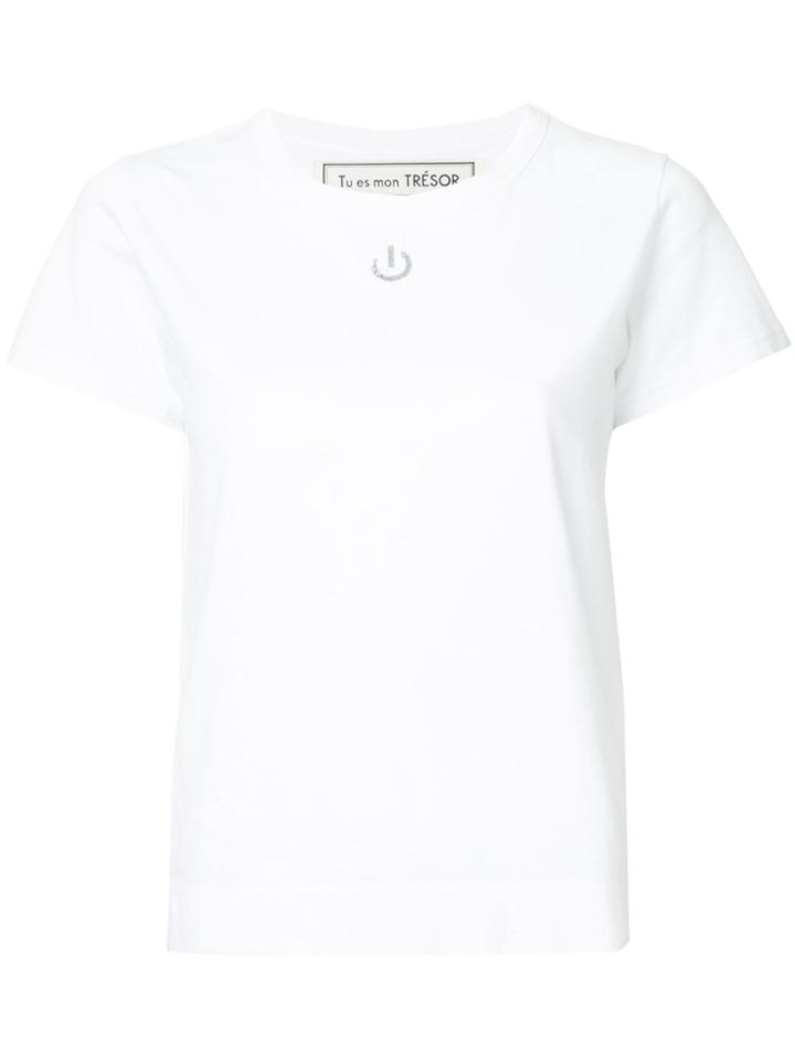 Tu Es Mon Trésor Power Button T-shirt - White