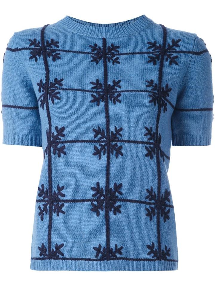 P.a.r.o.s.h. Shortsleeved Knit Top, Women's, Size: Large, Blue, Wool/polyamide