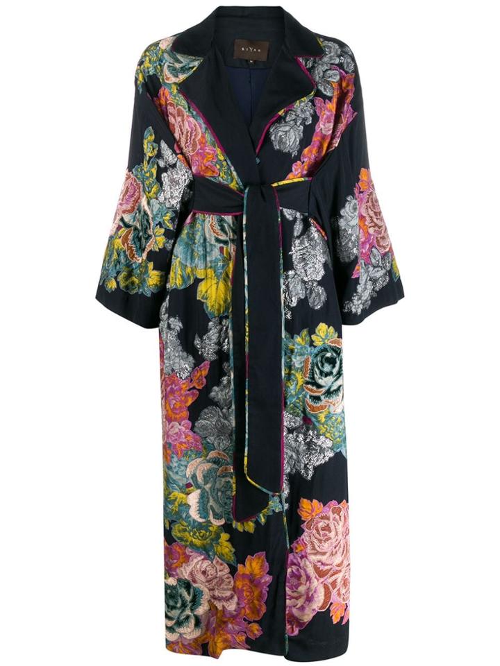 Biyan Embroidered Coat - Blue