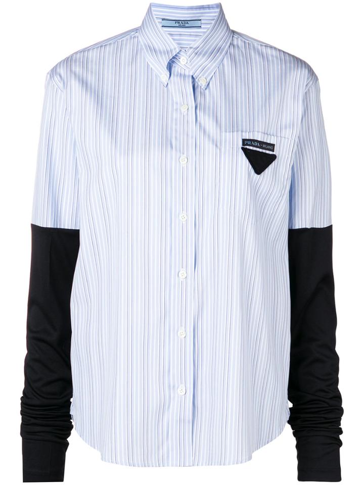 Prada Striped Logo Shirt - Blue