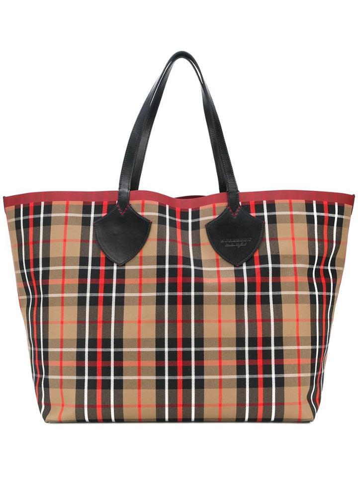 Burberry Xl Checked Tote - Nude & Neutrals