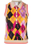 Christian Dior Vintage Argyle Printed Vest - Pink & Purple