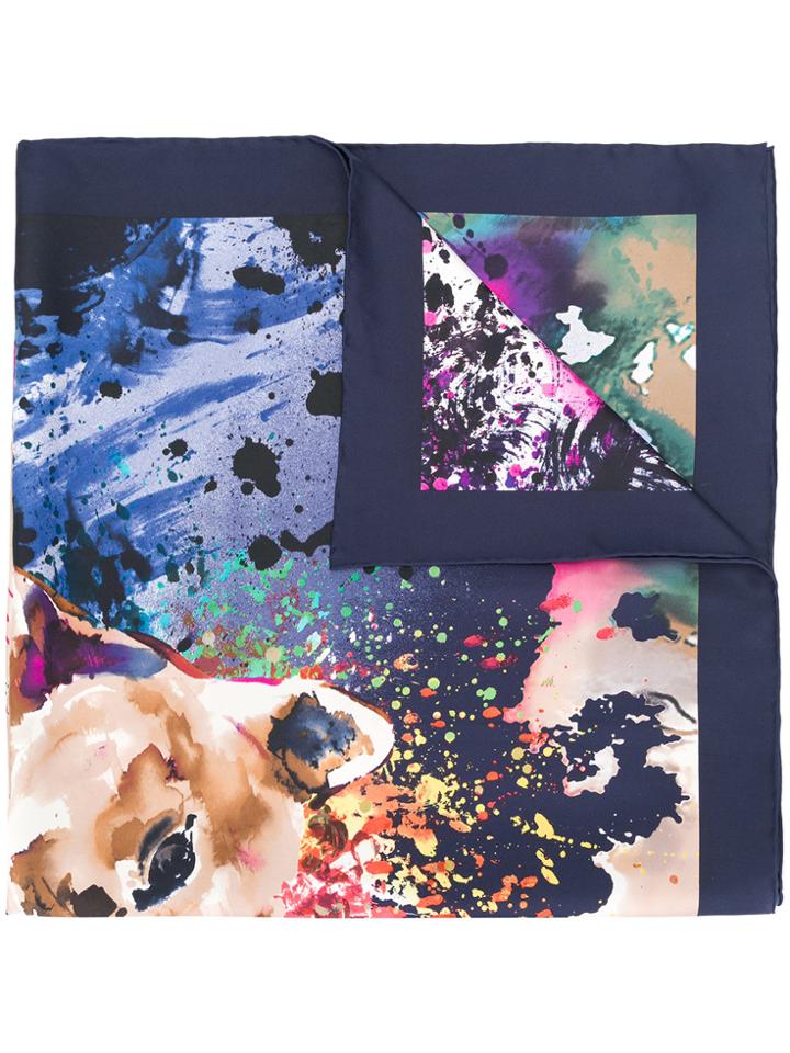 Salvatore Ferragamo Watercolour Inspired Scarf - Blue