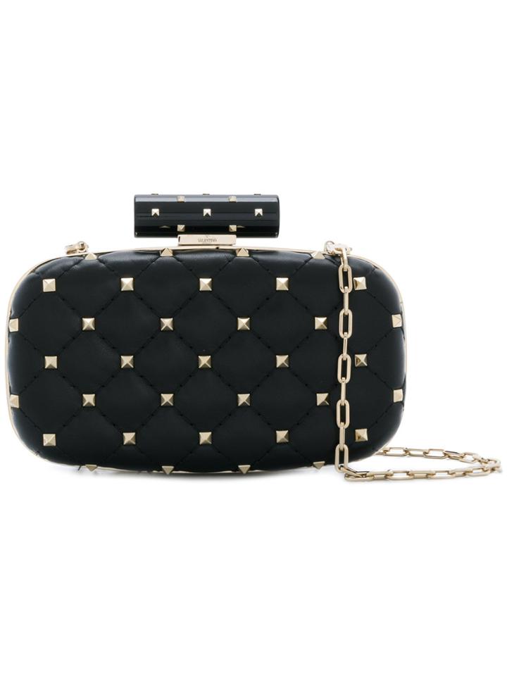 Valentino Rockstud Spike Minaudière Clutch Bag - Black