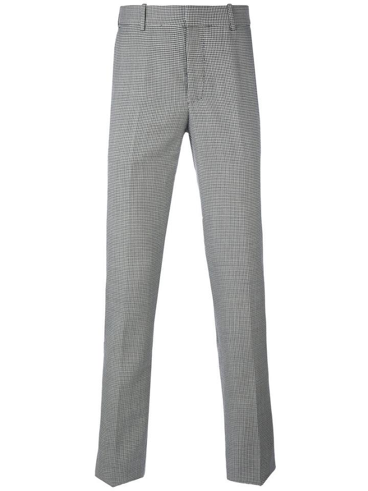 Alexander Mcqueen - Houndstooth Trousers - Men - Silk/acetate/viscose/wool - 46, Black, Silk/acetate/viscose/wool