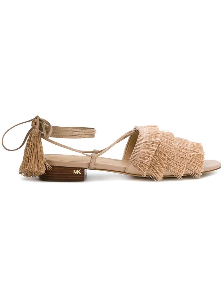 Michael Michael Kors Gallagher Fringed Sandals - Nude & Neutrals